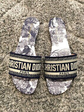 Dior Dway Deep Blue Cotton Slides